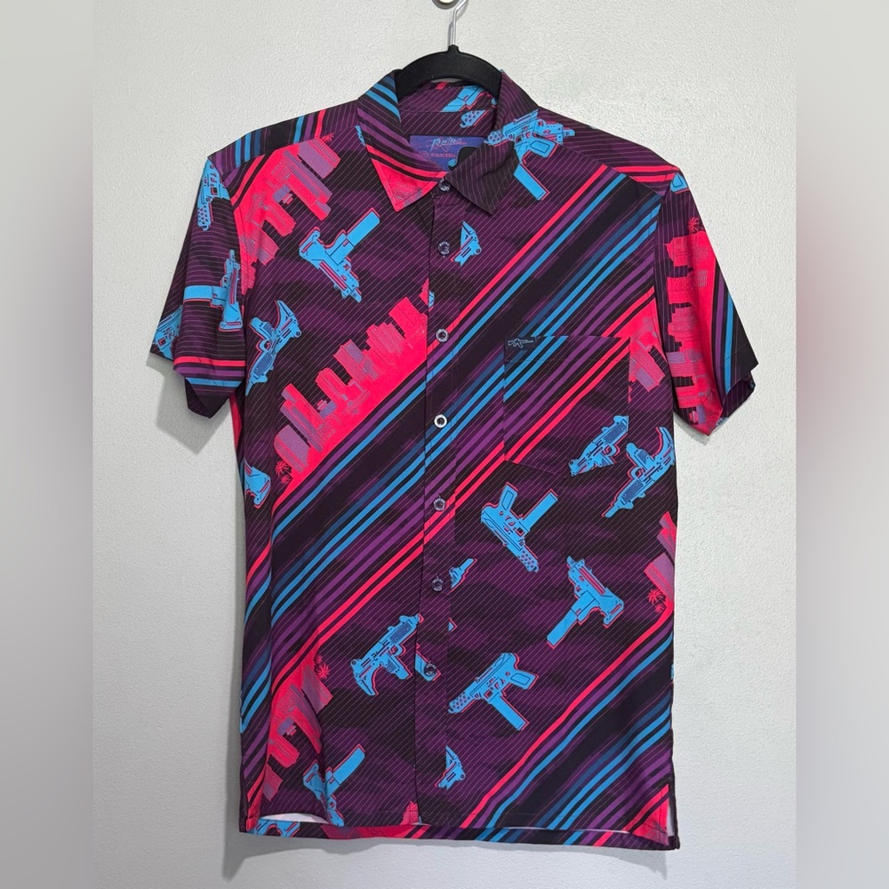 Retro Rifle Ocean Drive Short Sleeve Button Up Shirt Men’s XS